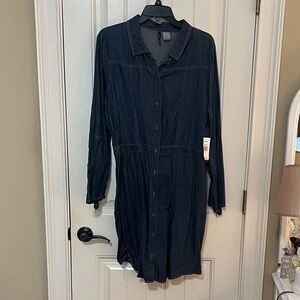 NWT New Directions dark denim shirt dress sz XL